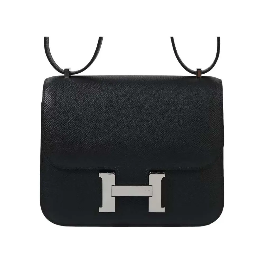 Front view of Hermes Women Constance 24 Bag Epsom Leather-Black/Silver