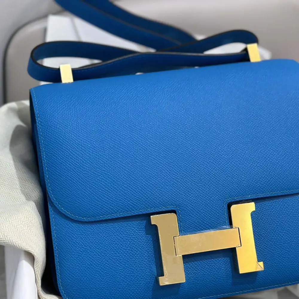 Hermes Women Constance 24 Bag Epsom Leather-Blue/Gold - image 7