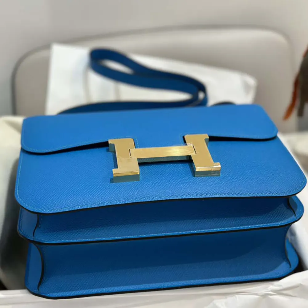 Hermes Women Constance 24 Bag Epsom Leather-Blue/Gold - image 6