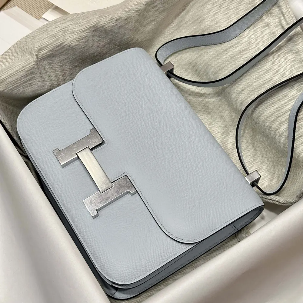 Hermes Women Constance 24 Bag Epsom Leather-Light Blue/Silver - image 5