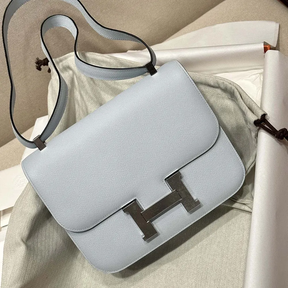 Hermes Women Constance 24 Bag Epsom Leather-Light Blue/Silver - image 4