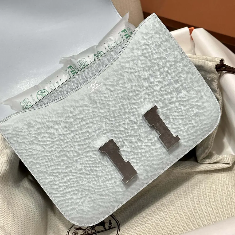 Hermes Women Constance 24 Bag Epsom Leather-Light Blue/Silver - image 6