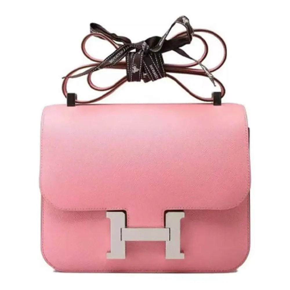 Front view of Hermes Women Constance 24 Bag in pink Epsom leather