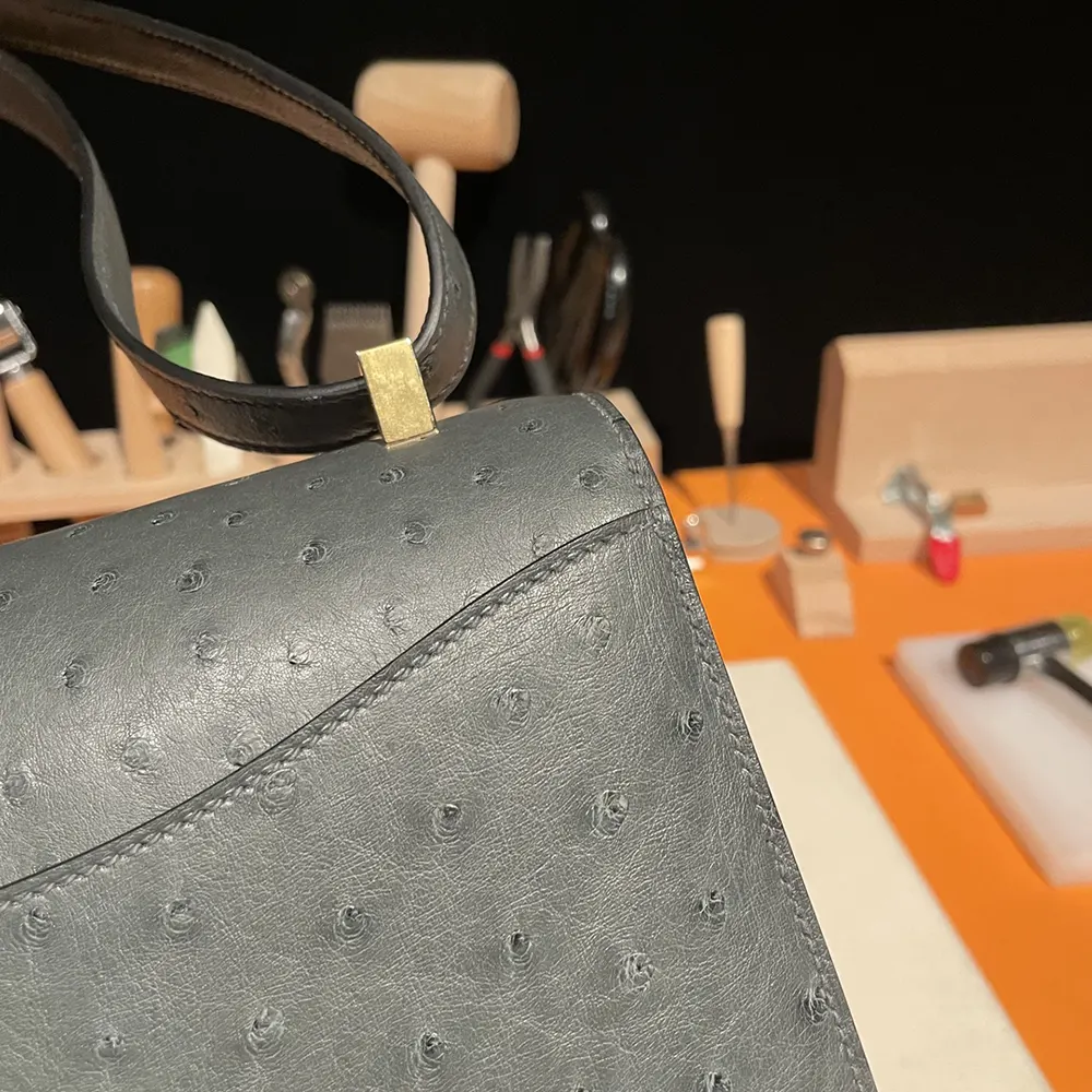 Hermes Women Constance 24 Bag Nata Ostrich Leather-Silver/Gold - image 10