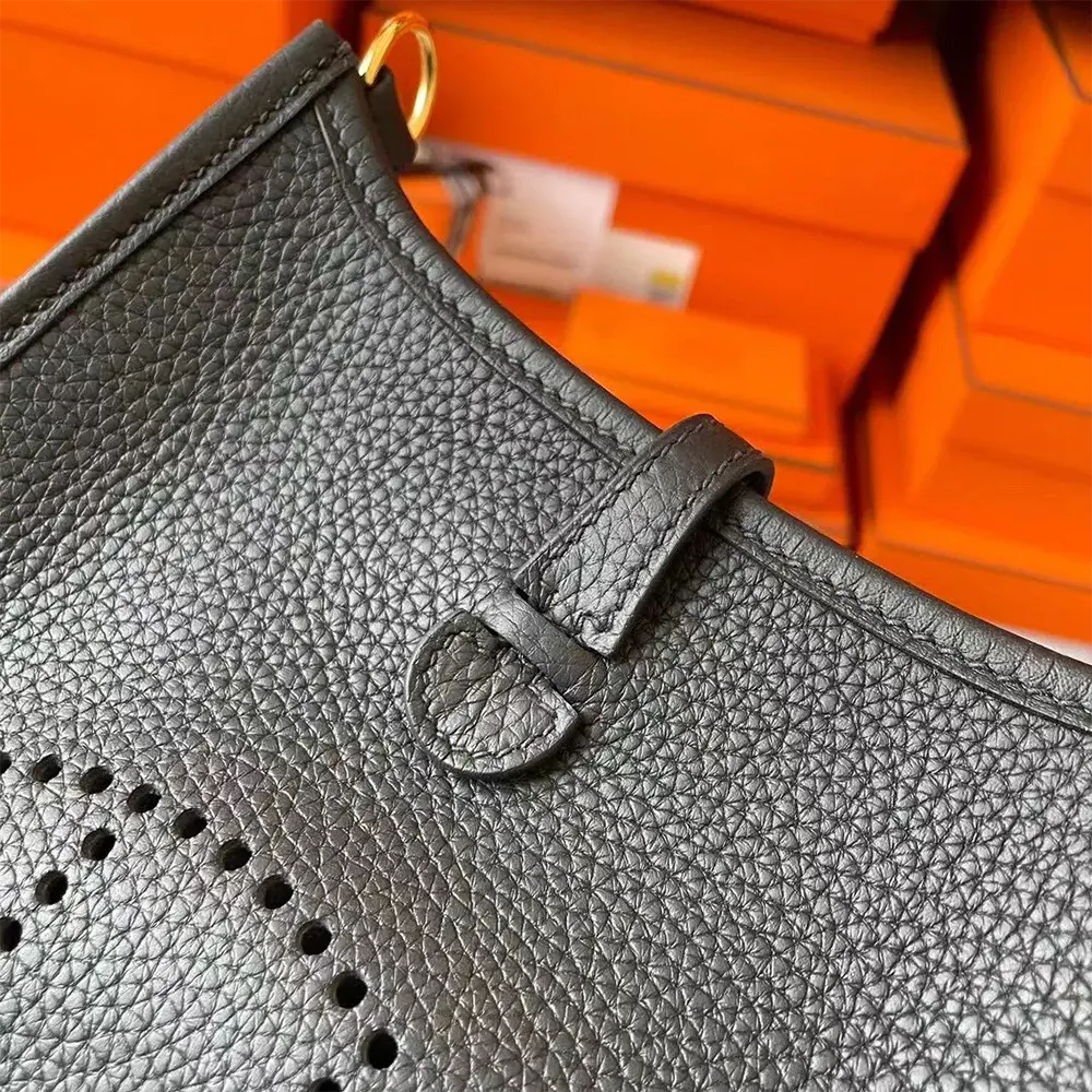 Hermes Women Evelyne 16 Amazone in Clemence Leather-Black/Gold - image 9