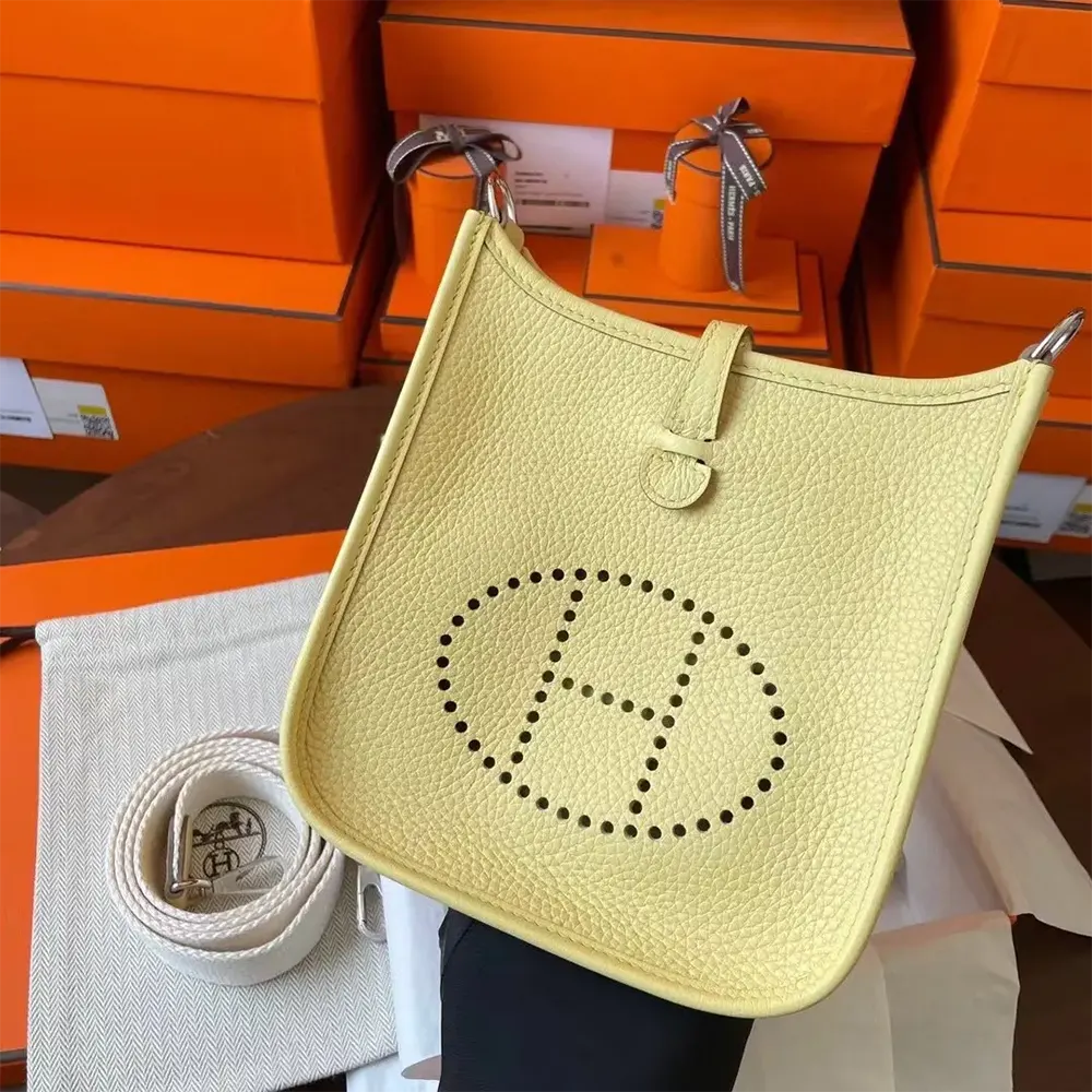 Hermes Women Evelyne 16 Amazone in Clemence Leather-Yellow/Silver - image 5
