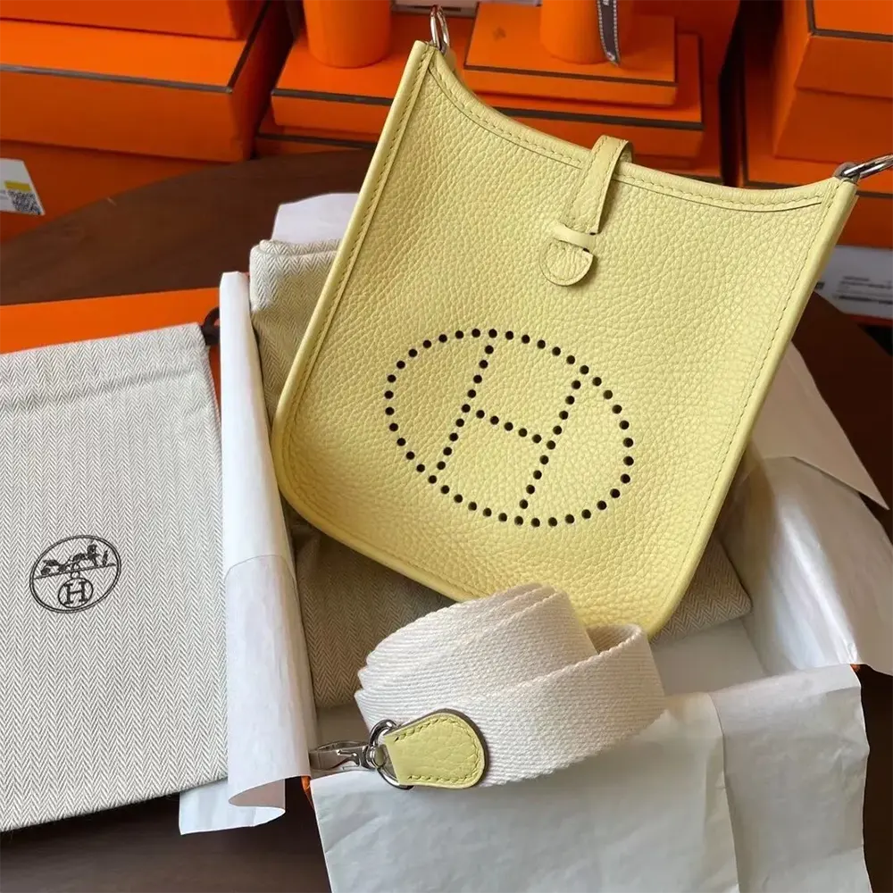 Hermes Women Evelyne 16 Amazone in Clemence Leather-Yellow/Silver - image 4