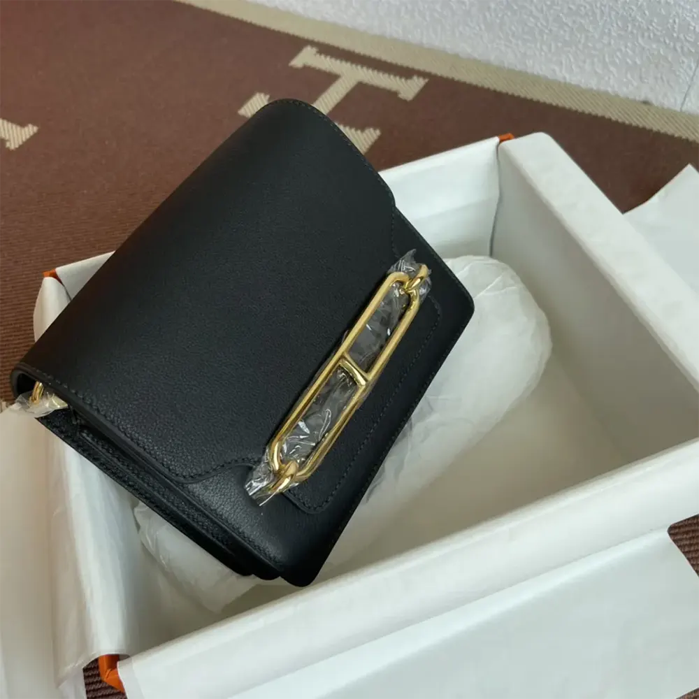 Hermes Women Roulis Mini Bag in Evercolor Calfskin-Black/Gold - image 5
