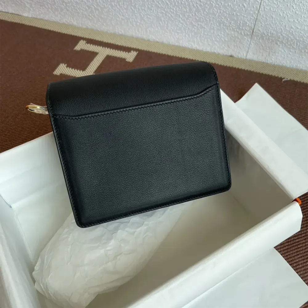 Hermes Women Roulis Mini Bag in Evercolor Calfskin-Black/Gold - image 4