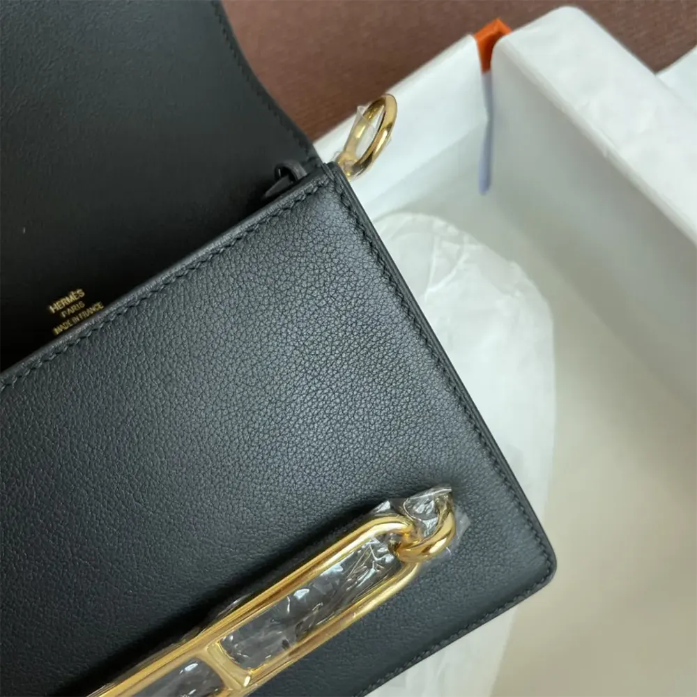 Hermes Women Roulis Mini Bag in Evercolor Calfskin-Black/Gold - image 10