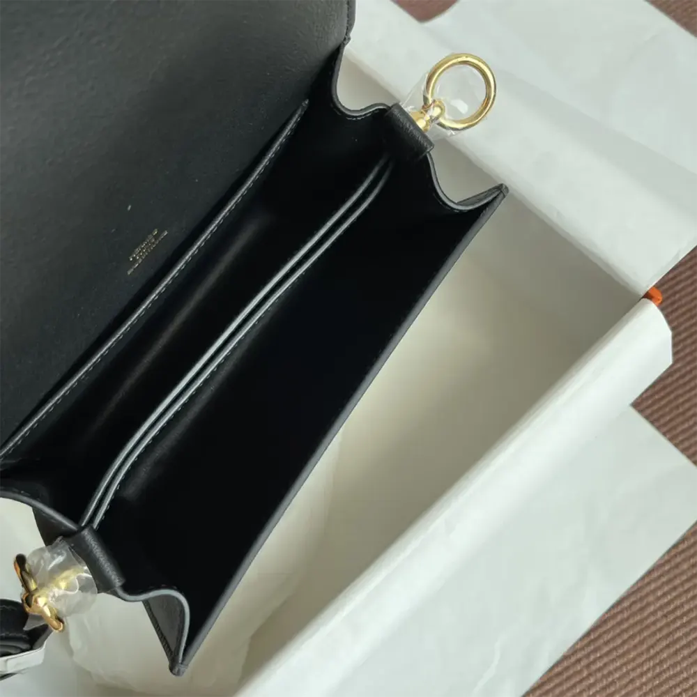 Hermes Women Roulis Mini Bag in Evercolor Calfskin-Black/Gold - image 8