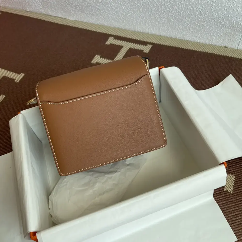 Hermes Women Roulis Mini Bag in Evercolor Calfskin-Brown/Gold - image 4