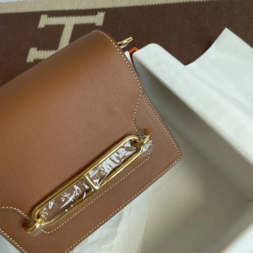 Hermes Women Roulis Mini Bag in Evercolor Calfskin-Brown/Gold - image 7