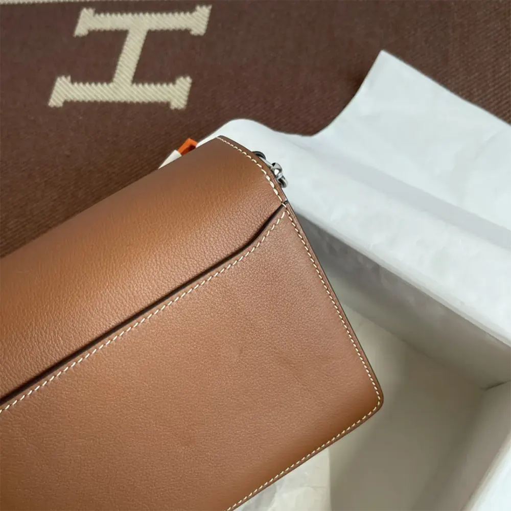 Hermes Women Roulis Mini Bag in Evercolor Calfskin-Brown/Silver - image 10