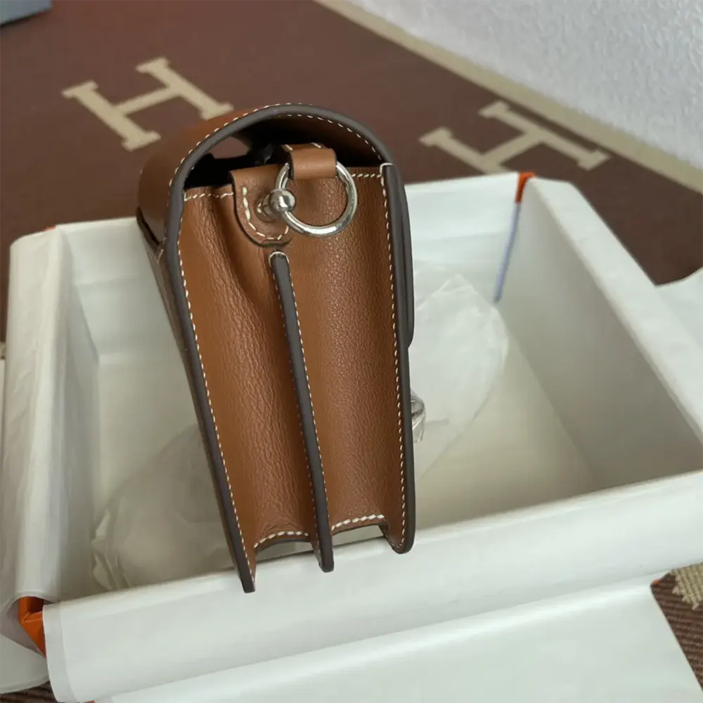 Hermes Women Roulis Mini Bag in Evercolor Calfskin-Brown/Silver - image 7