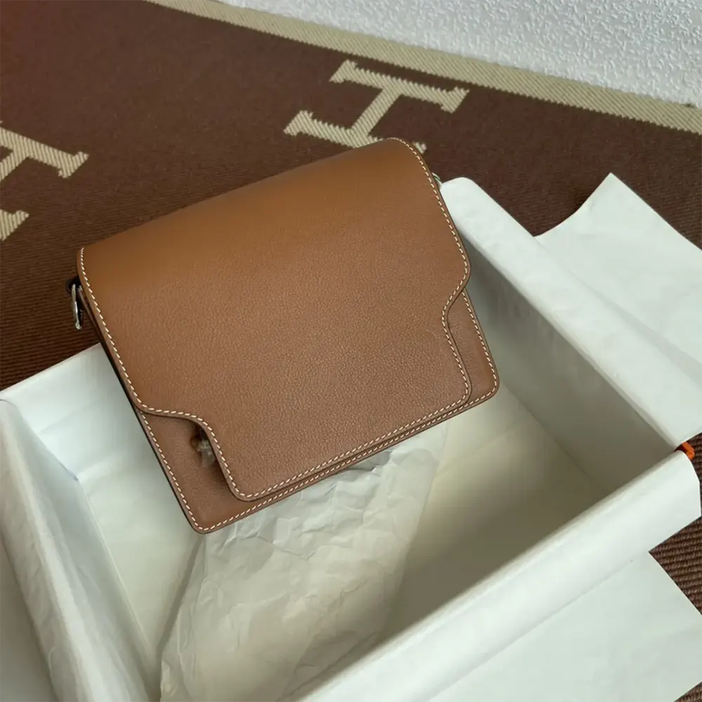 Hermes Women Roulis Mini Bag in Evercolor Calfskin-Brown/Silver - image 5
