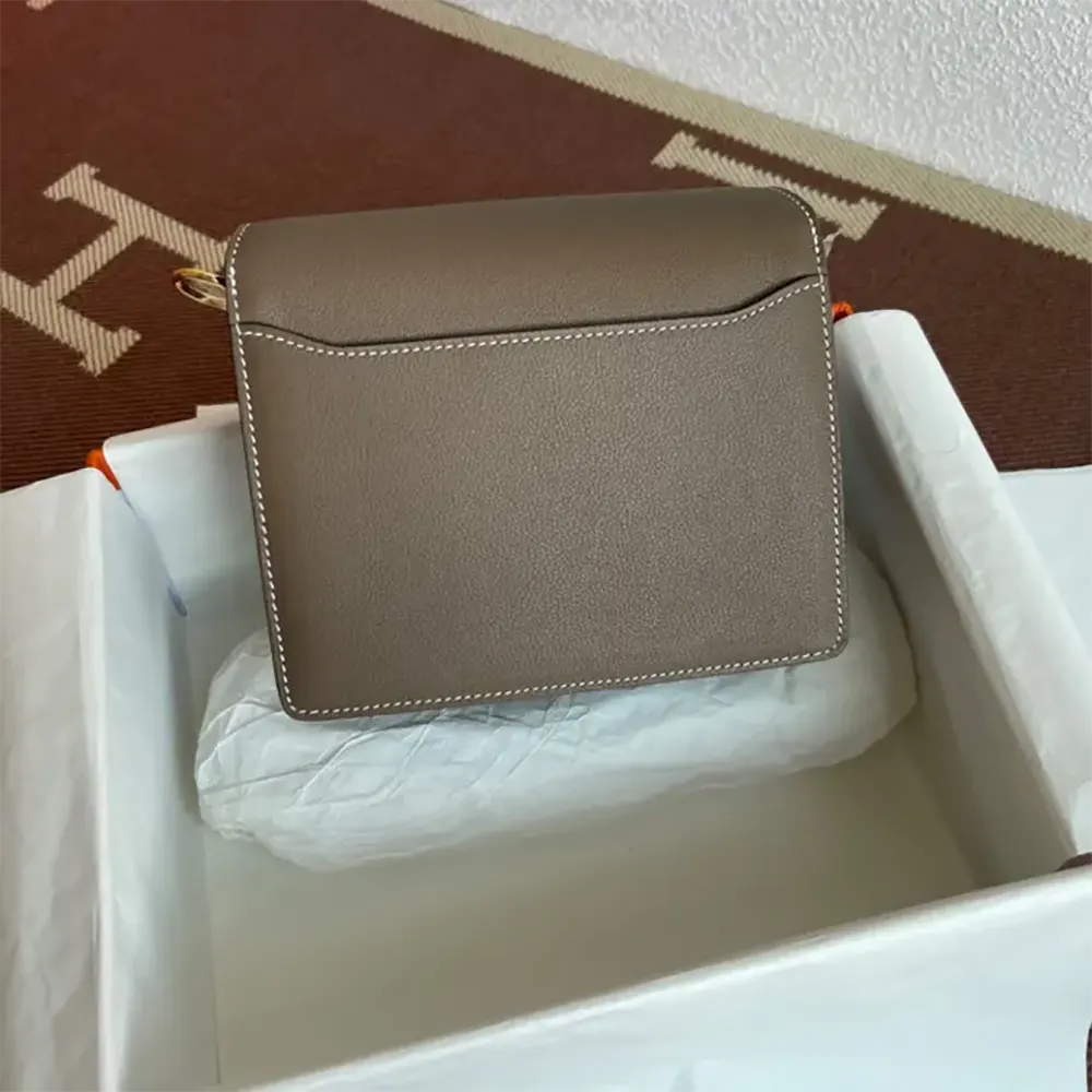 Hermes Women Roulis Mini Bag in Evercolor Calfskin-Gray/Gold - image 4
