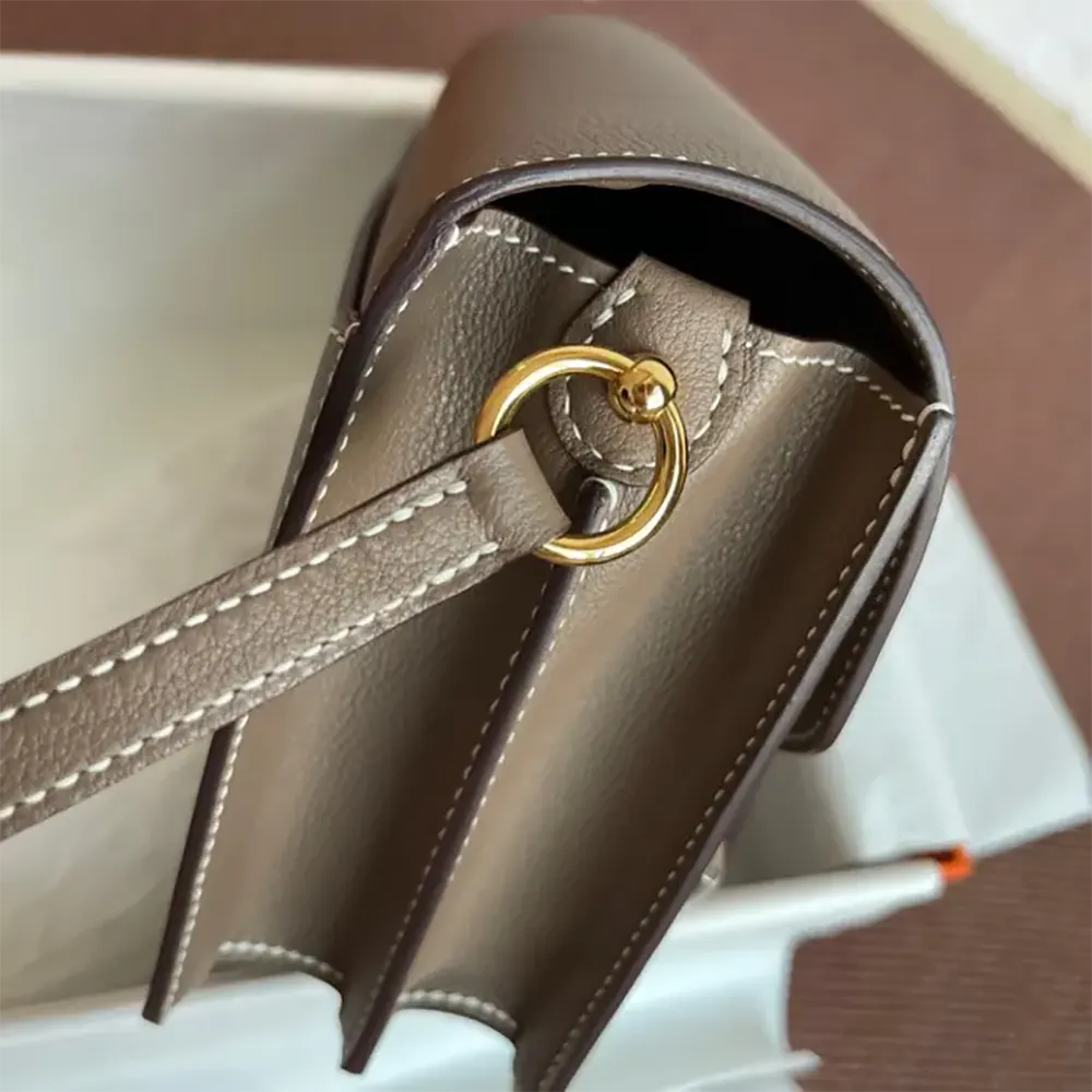 Hermes Women Roulis Mini Bag in Evercolor Calfskin-Gray/Gold - image 8