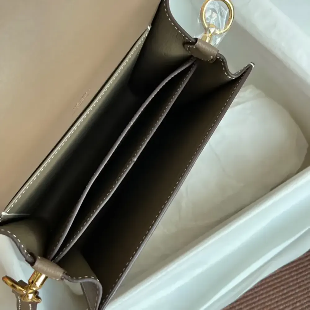 Hermes Women Roulis Mini Bag in Evercolor Calfskin-Gray/Gold - image 9