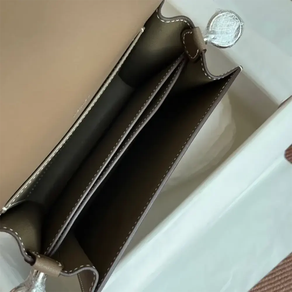 Hermes Women Roulis Mini Bag in Evercolor Calfskin-Gray/Silver - image 9