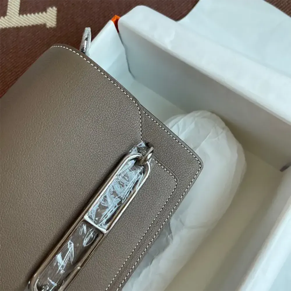 Hermes Women Roulis Mini Bag in Evercolor Calfskin-Gray/Silver - image 8