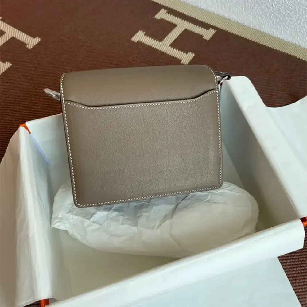 Hermes Women Roulis Mini Bag in Evercolor Calfskin-Gray/Silver - image 4