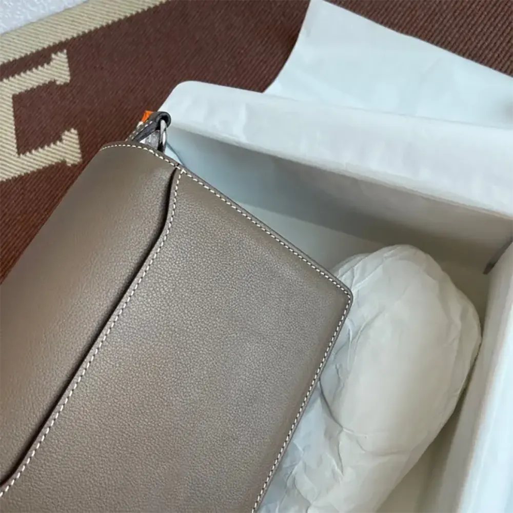Hermes Women Roulis Mini Bag in Evercolor Calfskin-Gray/Silver - image 7