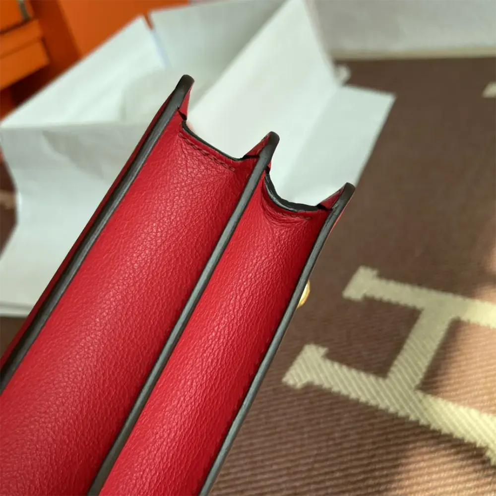 Hermes Women Roulis Mini Bag in Evercolor Calfskin-Red/Gold - image 6