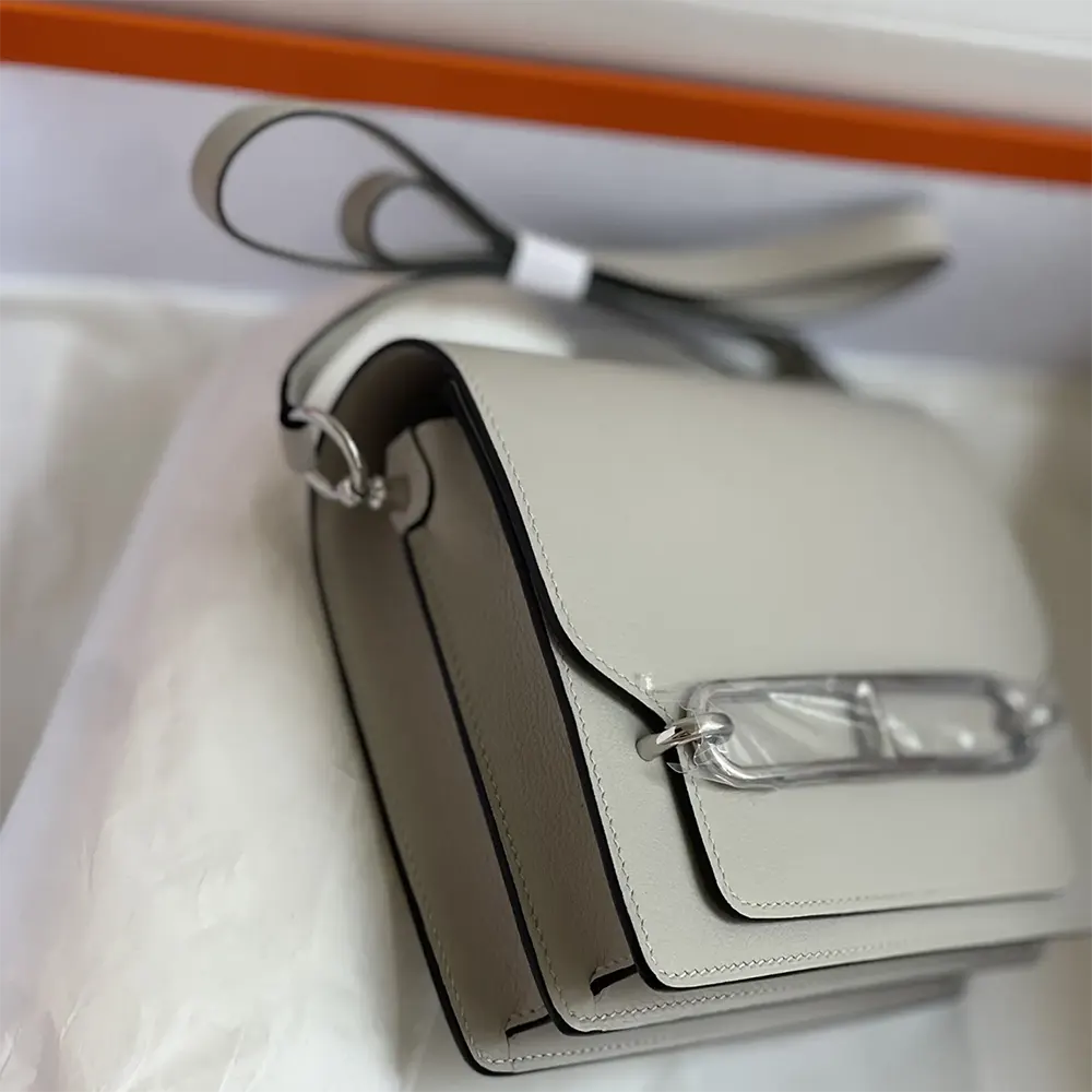 Hermes Women Roulis Mini Bag in Evercolor Leather-Silver - image 8