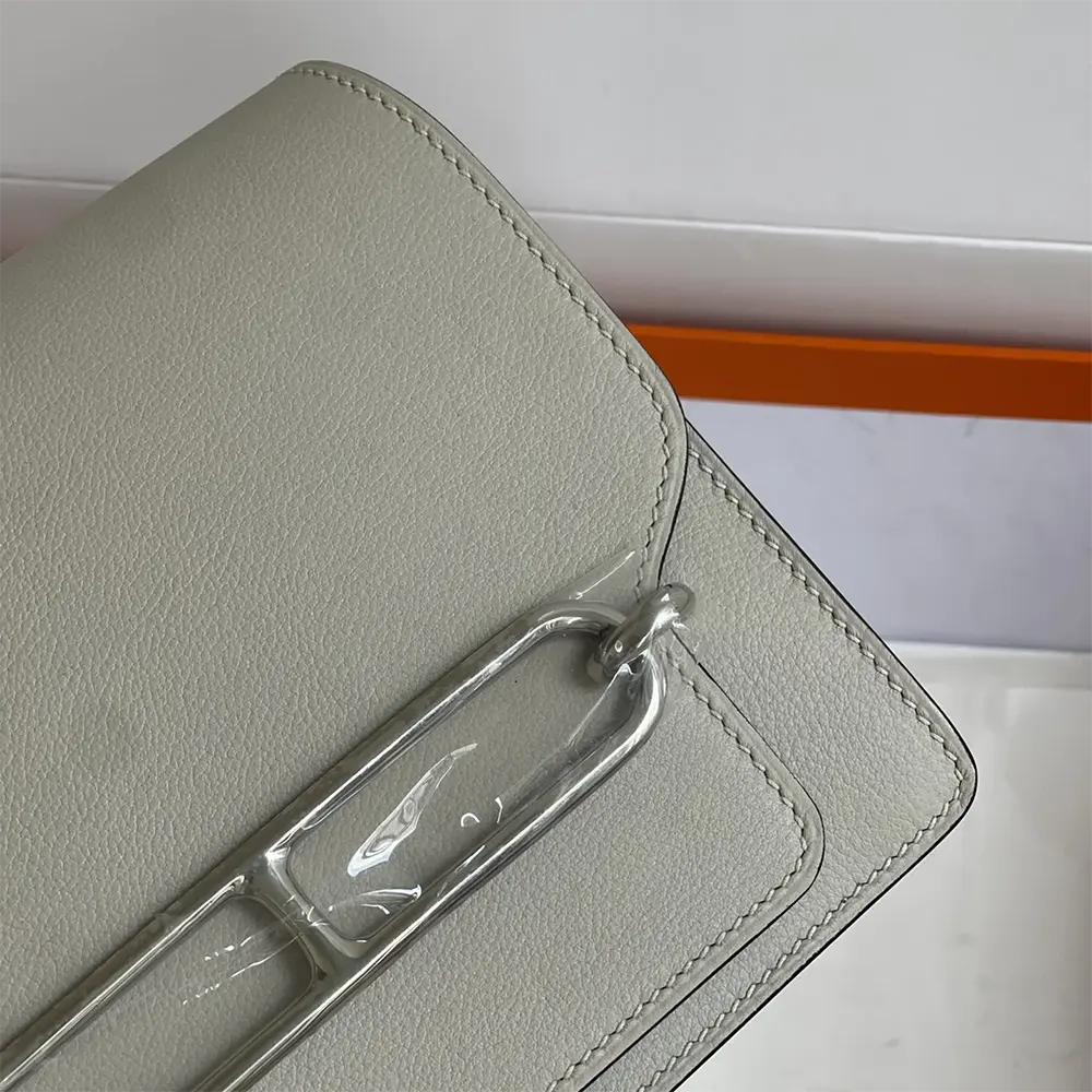 Hermes Women Roulis Mini Bag in Evercolor Leather-Silver - image 7