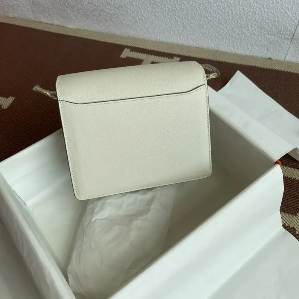 Hermes Women Roulis Mini Bag in Evercolor Calfskin-White/Gold - image 4