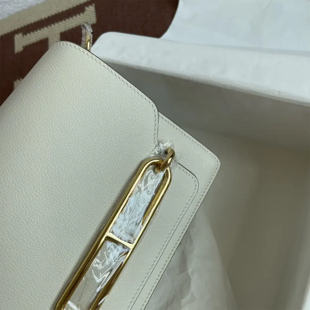 Hermes Women Roulis Mini Bag in Evercolor Calfskin-White/Gold - image 9
