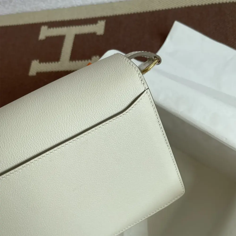 Hermes Women Roulis Mini Bag in Evercolor Calfskin-White/Gold - image 7