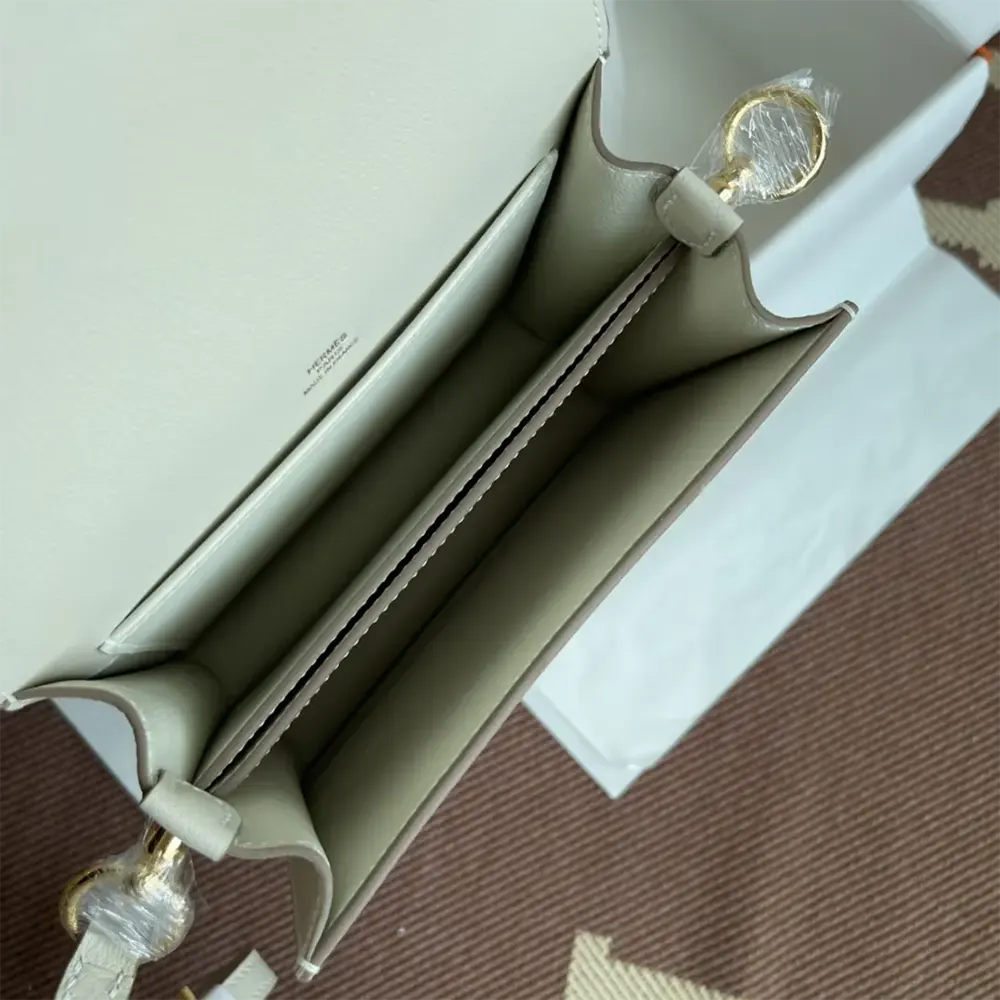 Hermes Women Roulis Mini Bag in Evercolor Calfskin-White/Gold - image 10
