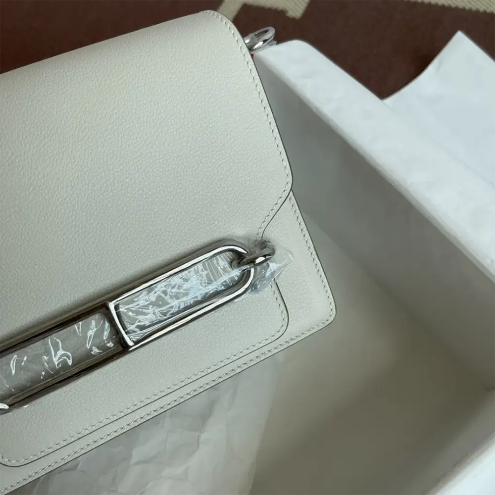 Hermes Women Roulis Mini Bag in Evercolor Calfskin-White/Silver - image 9