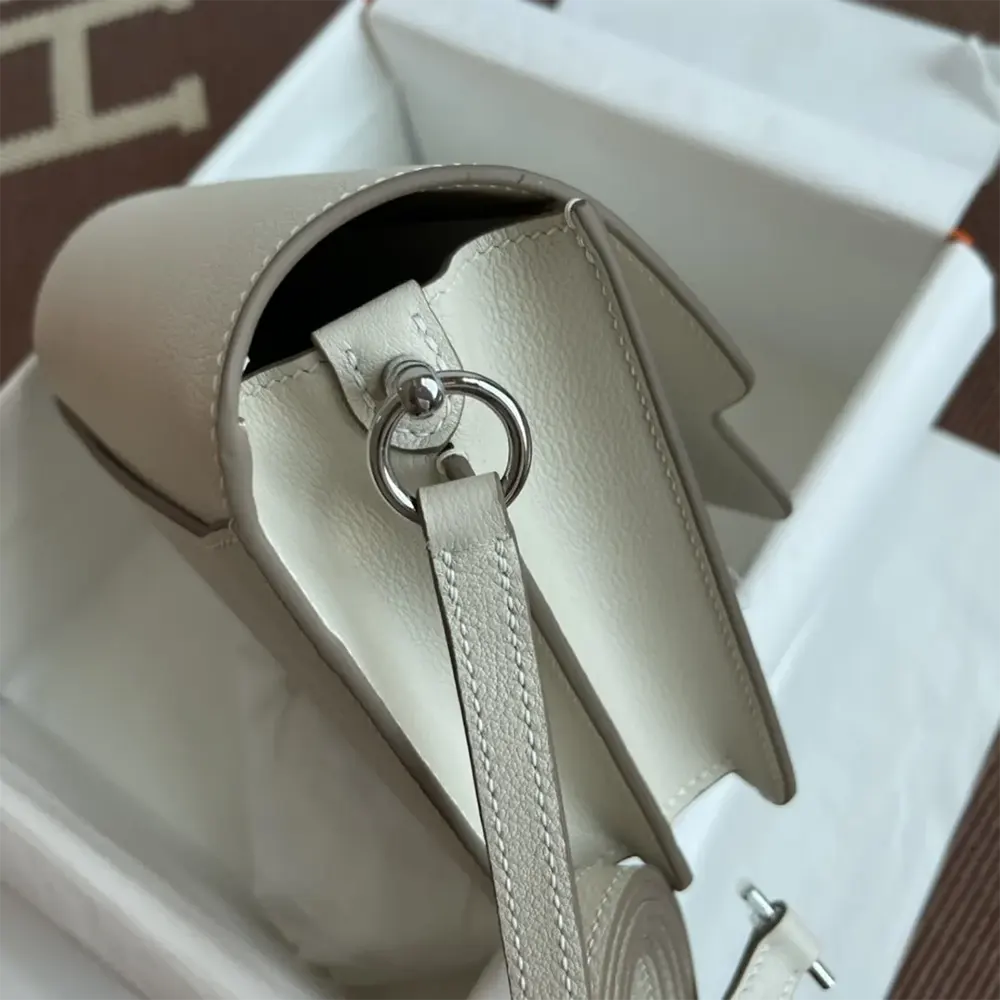 Hermes Women Roulis Mini Bag in Evercolor Calfskin-White/Silver - image 7