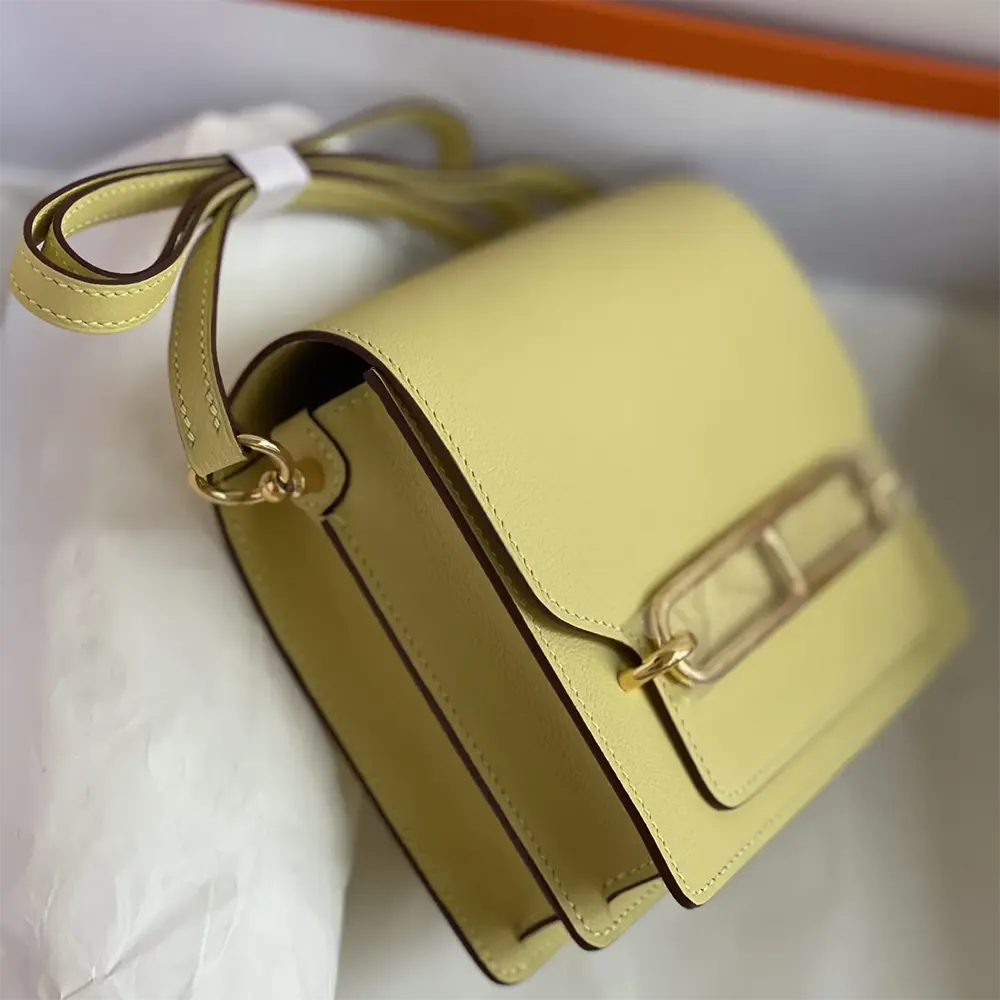 Hermes Women Roulis Mini Bag in Evercolor Calfskin-Yellow/Silver - image 4