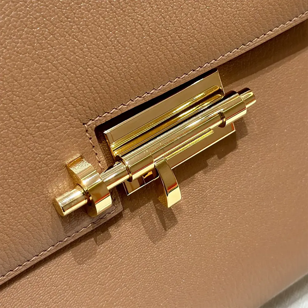 Hermes Women Verrou 21 Bag in Togo Leather-Brown/Gold - image 8