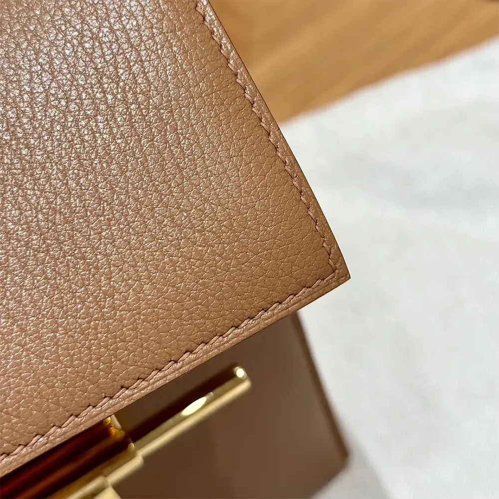 Hermes Women Verrou 21 Bag in Togo Leather-Brown/Gold - image 9
