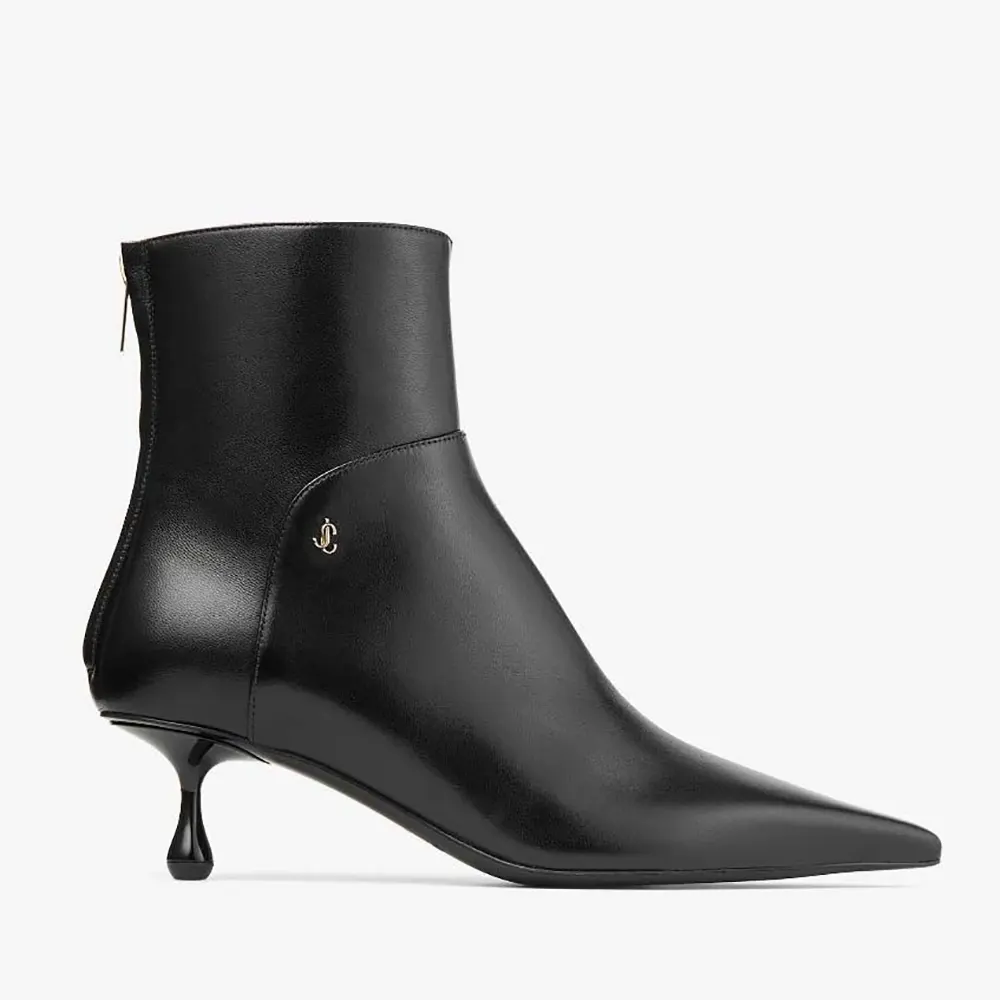 Side profile of Jimmy Choo Women Cycas Ankle Boot 50 Black Nappa Leather