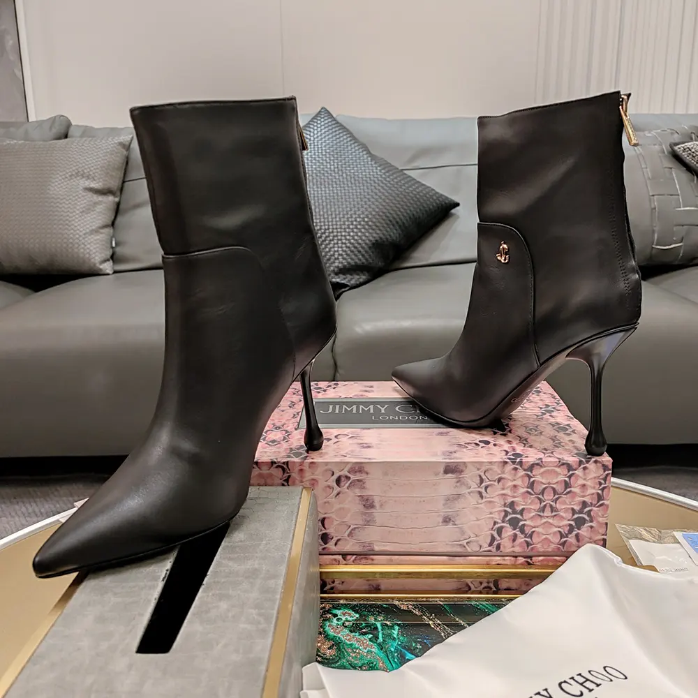 Jimmy Choo Women Cycas Ankle Boot 80 Black Nappa Leather Ankle Boots - image 6