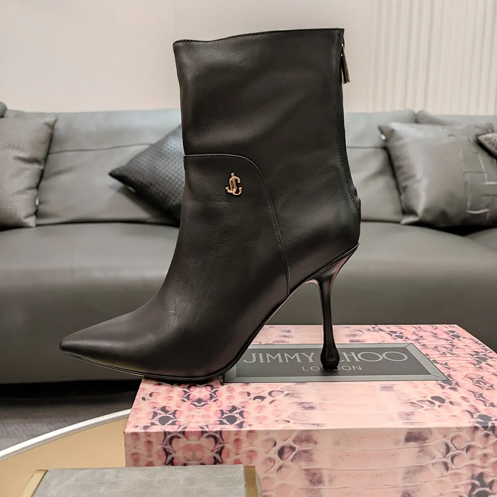 Jimmy Choo Women Cycas Ankle Boot 80 Black Nappa Leather Ankle Boots - image 9