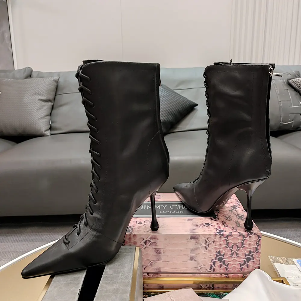Jimmy Choo Women Scarlett Ankle Boot 95 Black Nappa Leather Boots - image 6