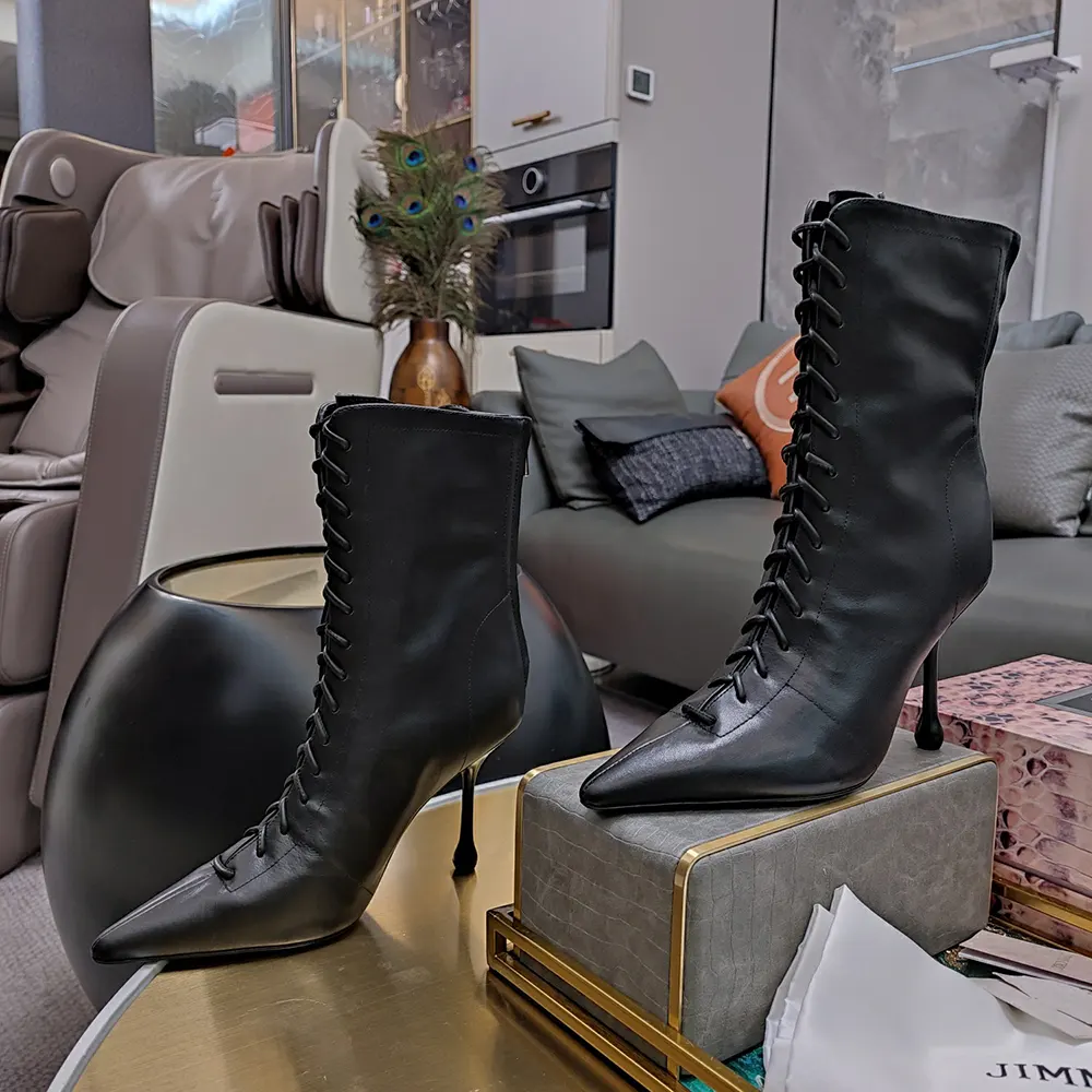 Jimmy Choo Women Scarlett Ankle Boot 95 Black Nappa Leather Boots - image 4