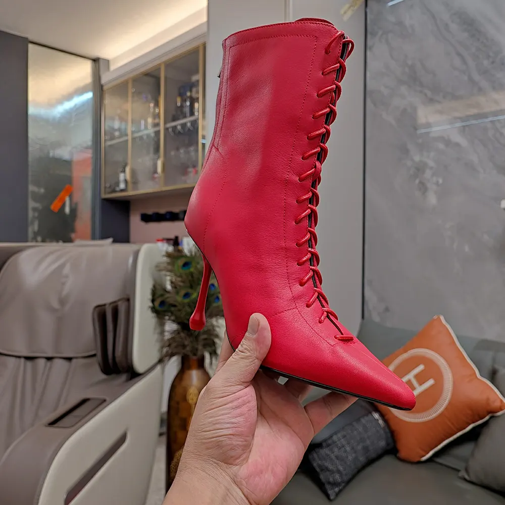 Jimmy Choo Women Scarlett Ankle Boot 95 Postbox Red Nappa Leather Boots - image 8