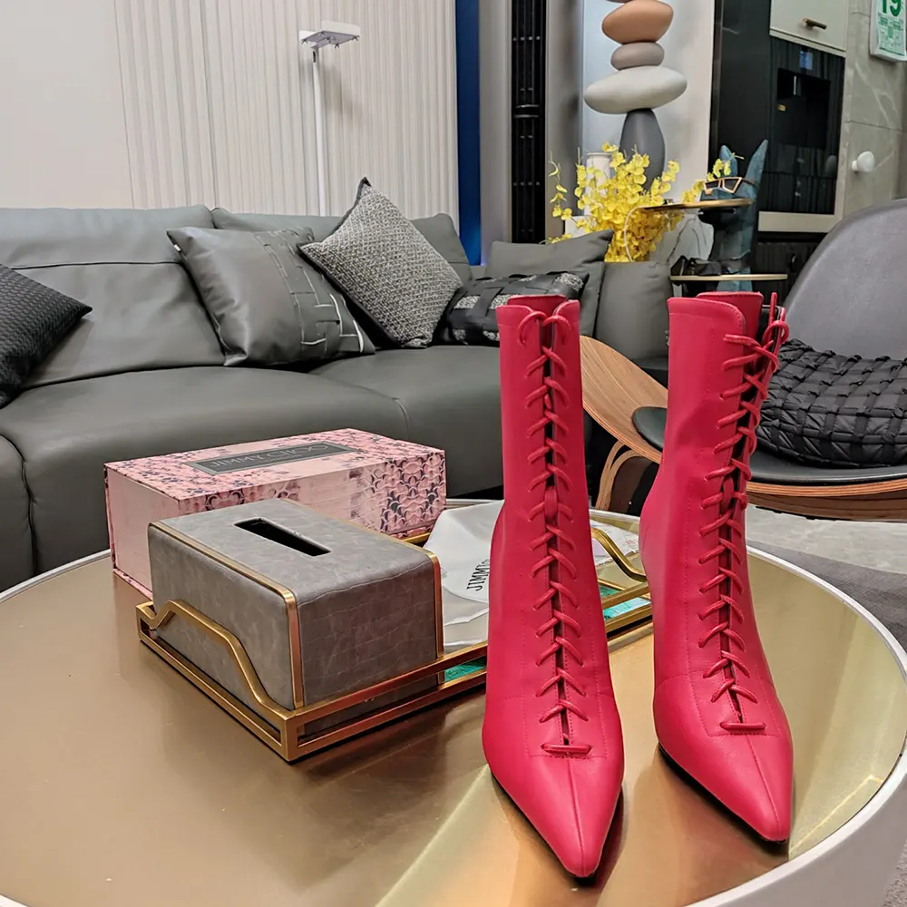 Rear view showing heel height on Jimmy Choo Scarlett Ankle Boot 95