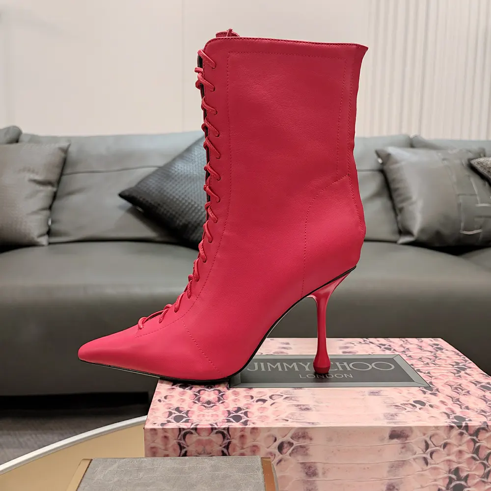 Jimmy Choo Women Scarlett Ankle Boot 95 Postbox Red Nappa Leather Boots - image 9