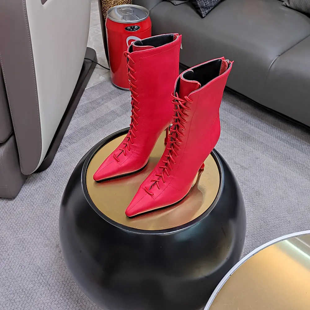 Jimmy Choo Women Scarlett Ankle Boot 95 Postbox Red Nappa Leather Boots - image 4