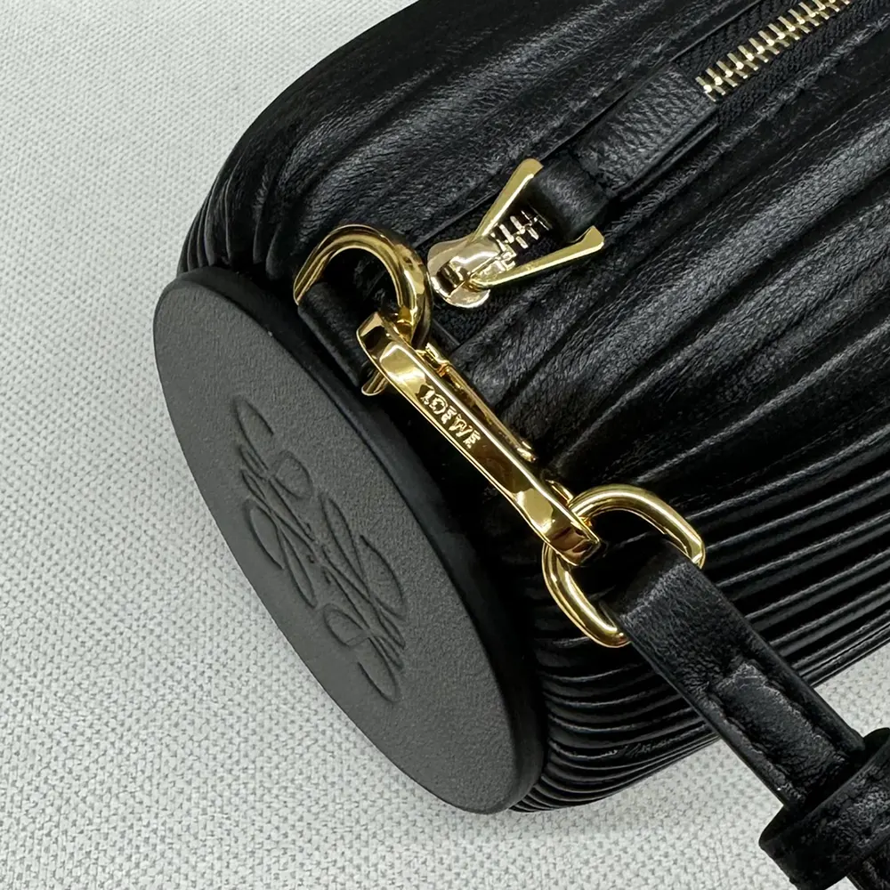 Loewe Unisex Bracelet Pouch in Pleated Nappa Lambskin-Black - image 9