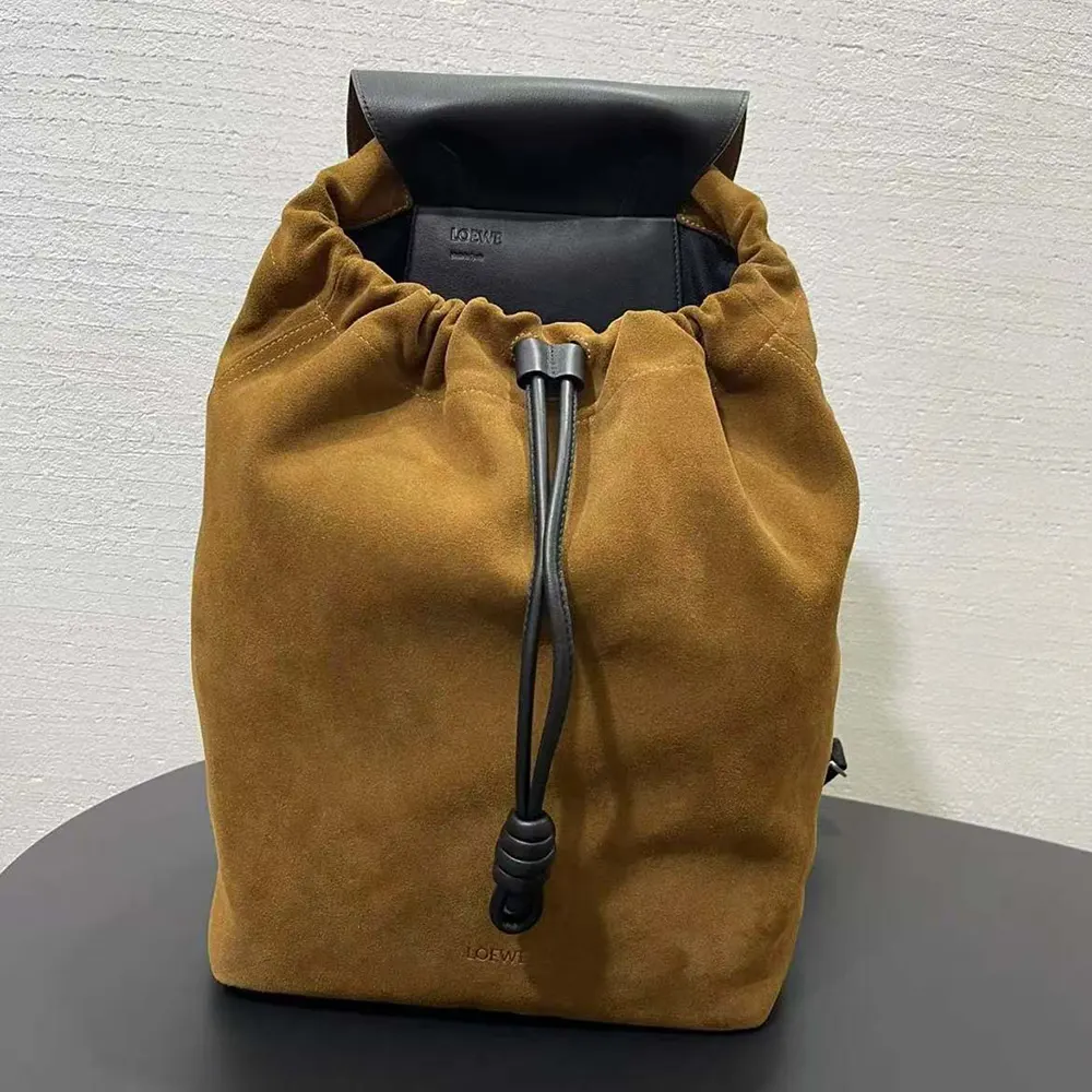 Close-up of zip and polished hardware on Loewe Unisex Flamenco Backpack